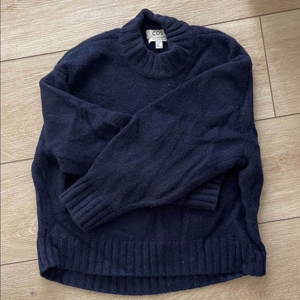 Cos Pure Cashmere Crew neck, Navy, XS